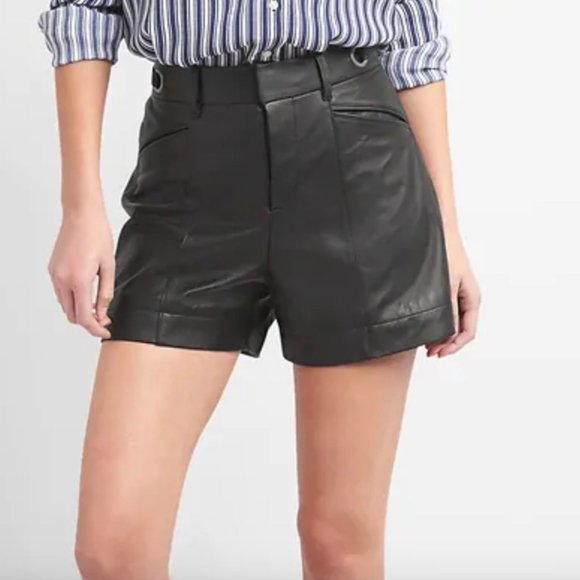GAP High Rise Lamb Leather Shorts - Picture 1 of 3